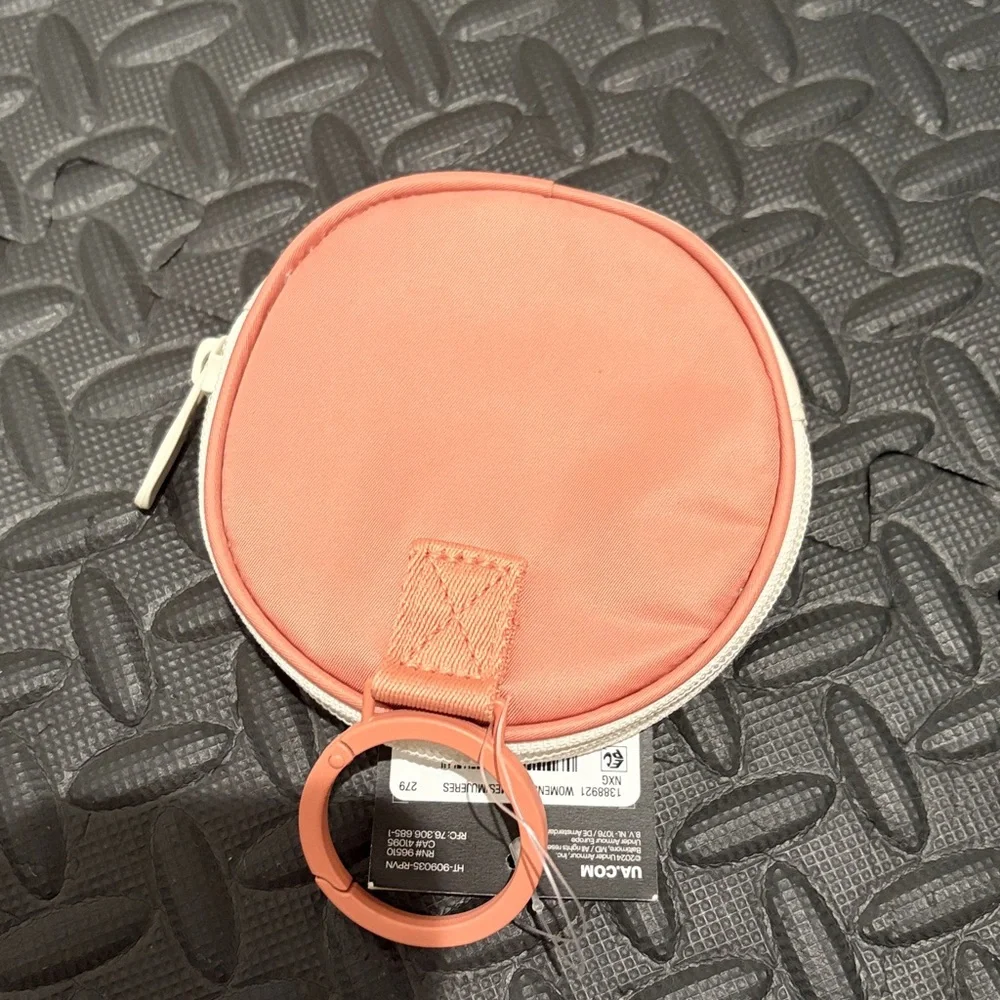 NWT :Under Armour Beige Coin Pouch with Coral Logo - Picture 2 of 3